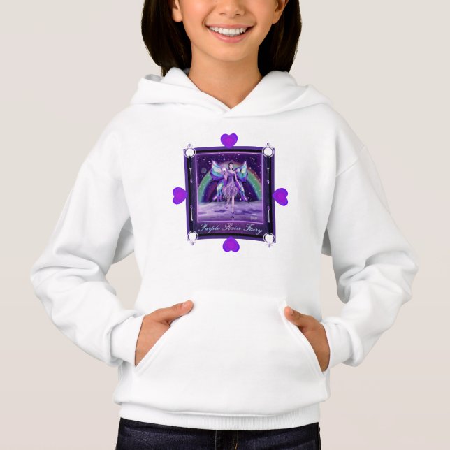 Sweat - shirt à capuche de fée de pluie violette (Devant)