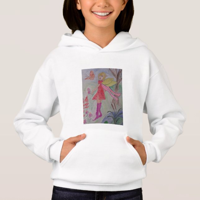 Sweat - shirt à capuche de fées papillon (Devant)