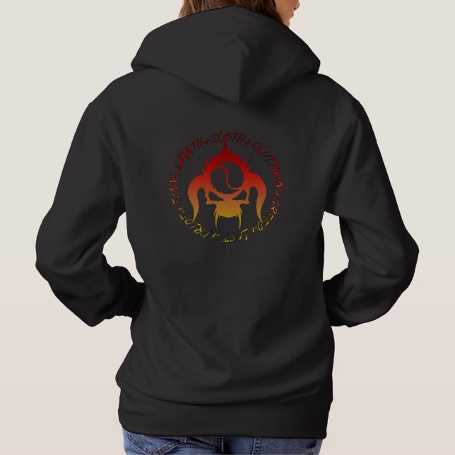 Sweat - shirt à capuche de femme avec sept péchés  (Dos)