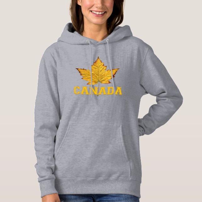 Sweat - shirt à capuche de feuille d'érable d'or p (Devant)