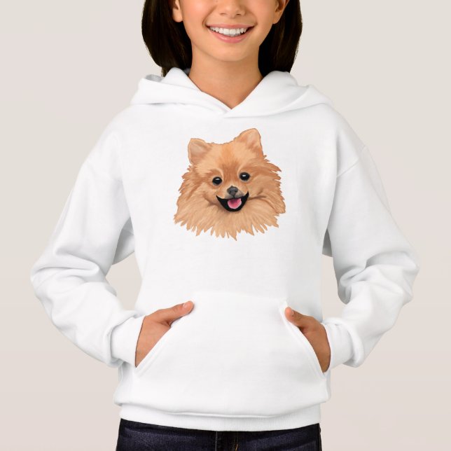 Sweat - shirt à capuche de filles de Pomeranian (Devant)