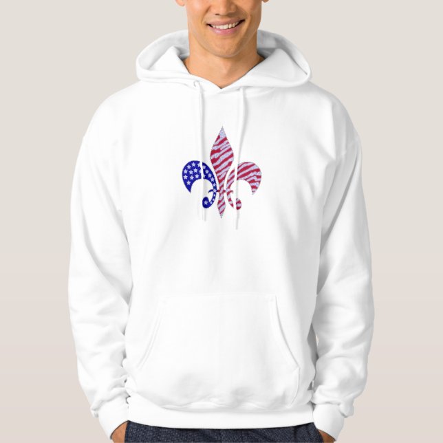 Sweat - shirt à capuche de fleur de lis de drapeau (Devant)