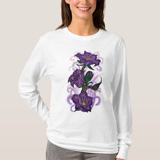 Sweat - shirt à capuche de fleurs violettes (Devant)
