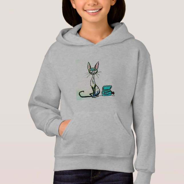 SWEAT - SHIRT À CAPUCHE DE JEUNES FILLES - CHAT DE (Devant)