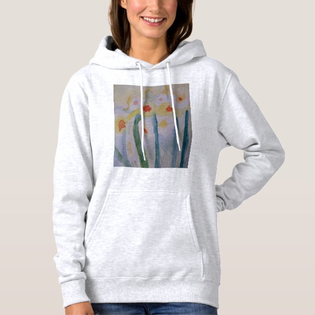 Sweat - shirt à capuche de jonquilles Abstraites (Devant)