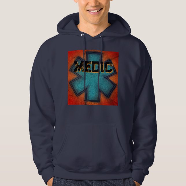 Sweat - shirt à capuche de la médaille Rouge/Bleu (Devant)