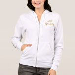 Sweat - shirt à capuche de la typographie Gold Foi<br><div class="desc">Juste mariée Sweat - shirt à capuche de la typographie Gold Foil pour une nouvelle mariée en lune de miel.</div>