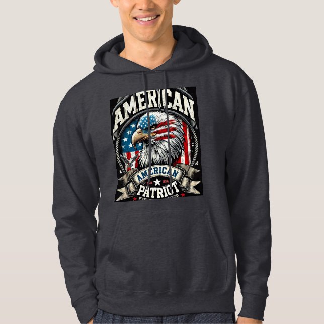Sweat - shirt à capuche de l'aigle patriote améric (Devant)