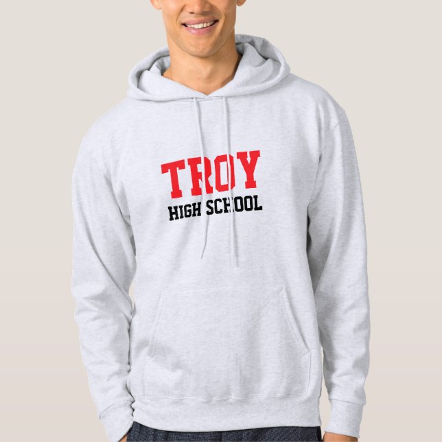Sweat - shirt à capuche de l'école secondaire Troy (Devant)