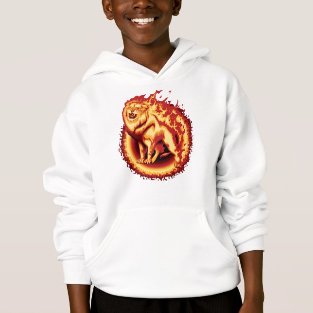 Sweat - shirt à capuche de lion feu (Devant)
