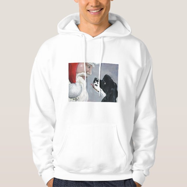 Sweat - shirt à capuche de Noël d'art de cocker et (Devant)