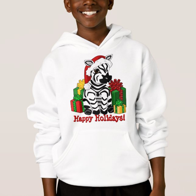 Sweat - shirt à capuche de Noël de zèbre (Devant)