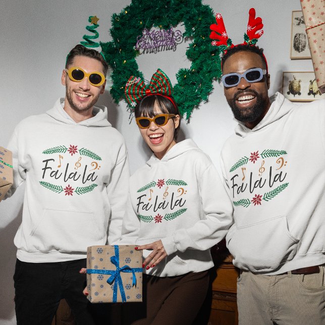 Sweat - shirt à capuche de Noël - Fa la la la (Christmas Hoodie- Fa la la la Hoodie)