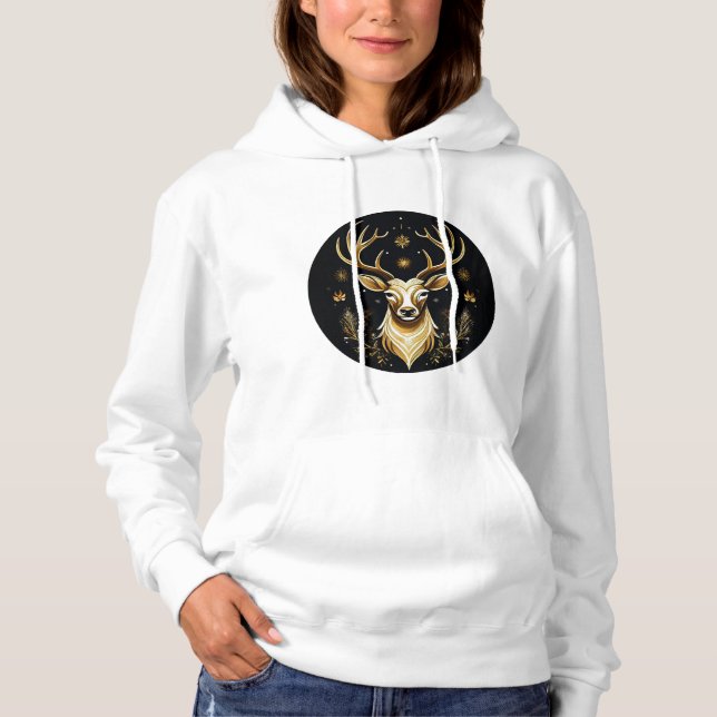 Sweat - shirt à capuche de Noël Reindeer (Devant)