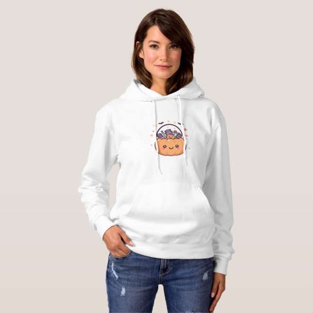 Sweat - shirt à capuche de nuit de Kawaii Hallowee (Devant entier)