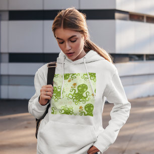 Sweat - shirt à capuche de pieuvre verte