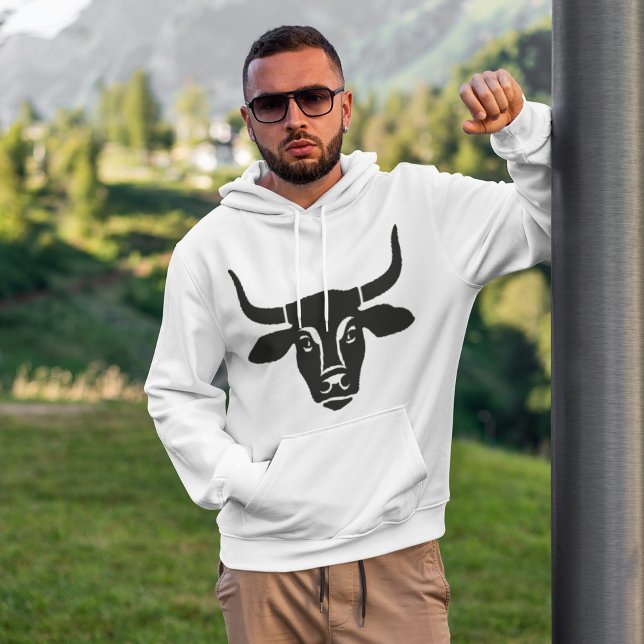 Sweat - shirt à capuche de tête de vache noire (Créateur téléchargé)