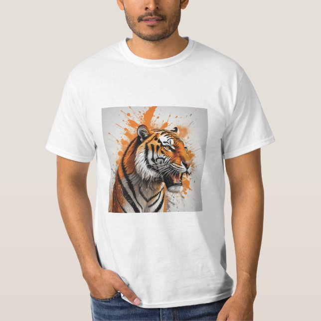 Sweat - shirt à capuche de tigre en ruée (Devant)