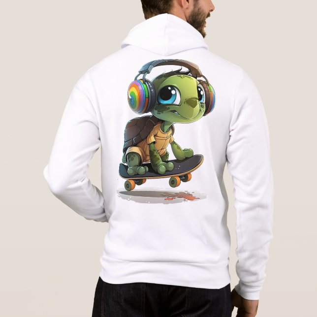 Sweat - shirt à capuche de tortue de skateboard (Dos)