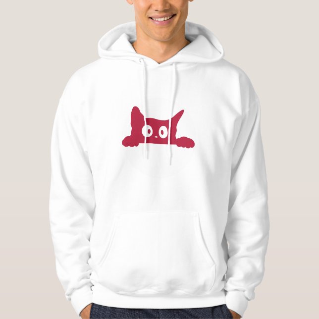 Sweat - shirt à capuche de visage de chat minimali (Devant)