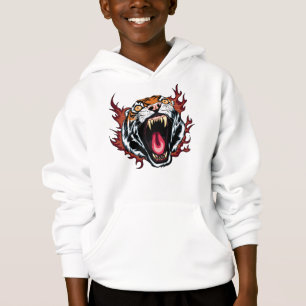 Sweat - shirt à capuche de visage du tigre en colè