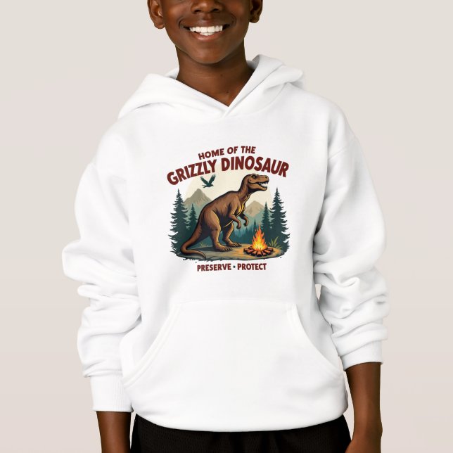 Sweat - shirt à capuche Dino-Theme Enfants avec Di (Devant)