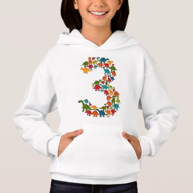 Sweat - shirt à capuche Dinosaure coloré enfant (Devant)