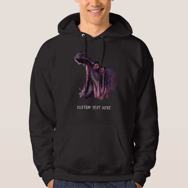 Sweat - shirt à capuche drôle avec Big Hippo et te (Devant)
