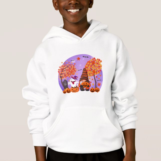 Sweat - shirt à capuche du mignon Gnome et Ghost B (Devant)