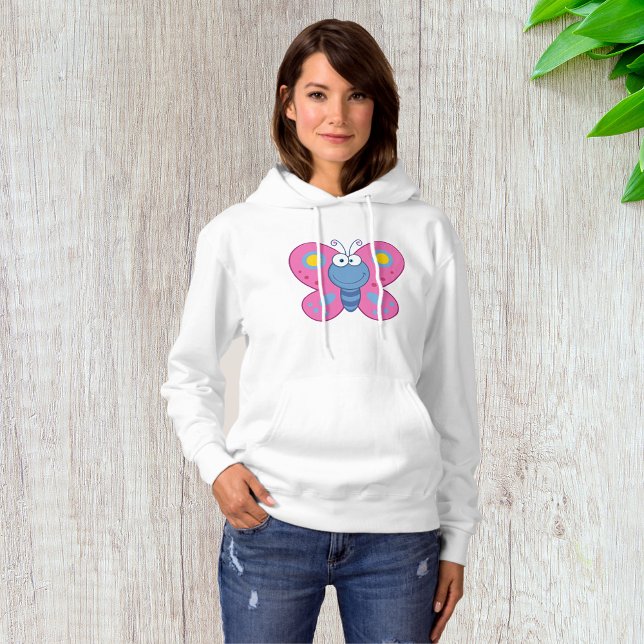 Sweat - shirt à capuche du papillon rose souriant (Créateur téléchargé)