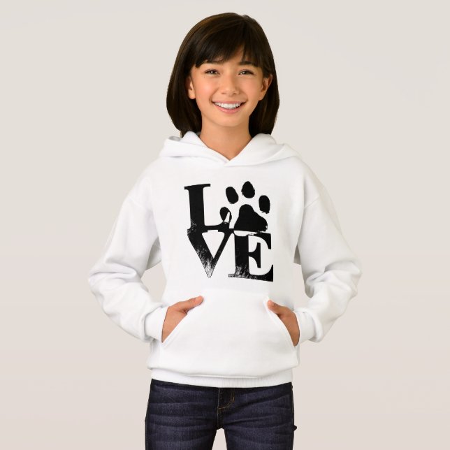 Sweat - shirt à capuche Empreinte de patte (Devant entier)