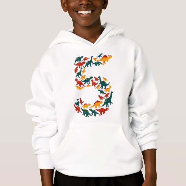 sweat - shirt à capuche enfant dino coloré (Devant)