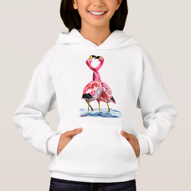 Sweat - shirt à capuche Flamant rose rose Couple (Devant)
