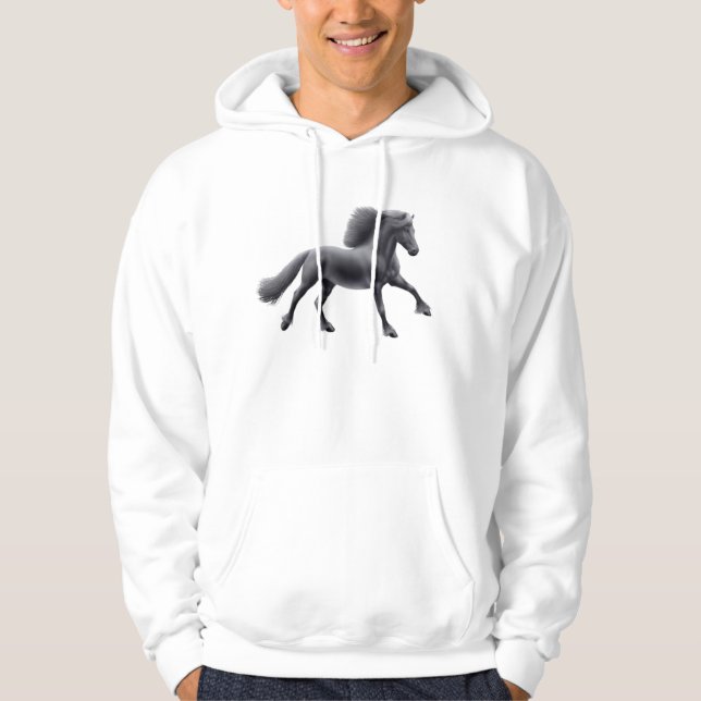 Sweat - shirt à capuche frison noir d'étalon (Devant)