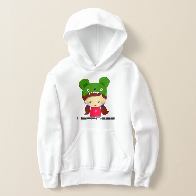 Sweat - shirt à capuche graphique blanc pour fille (Poser)
