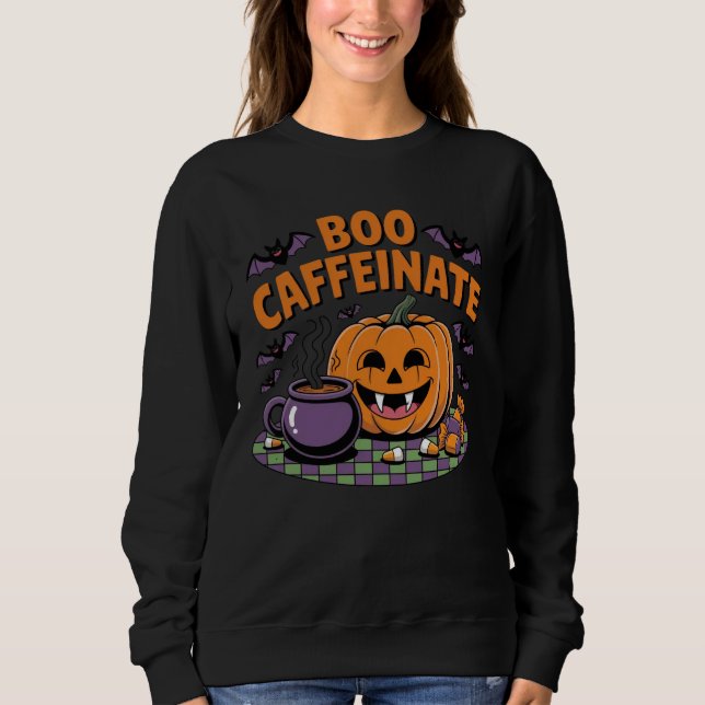 Sweat - shirt à capuche Halloween Café Vibes (Devant)