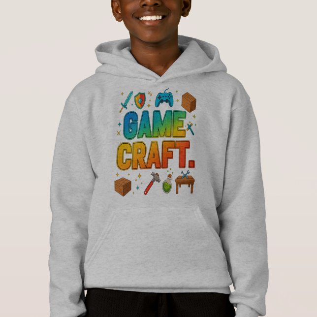 Sweat - shirt à capuche Jeu Craft Retro Gamer (Devant)