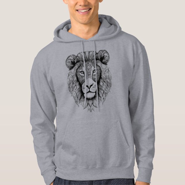 Sweat - shirt à capuche Lion pour hommes (Devant)