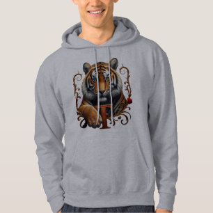 Sweat - shirt à capuche noir avec Regal Tiger Desi