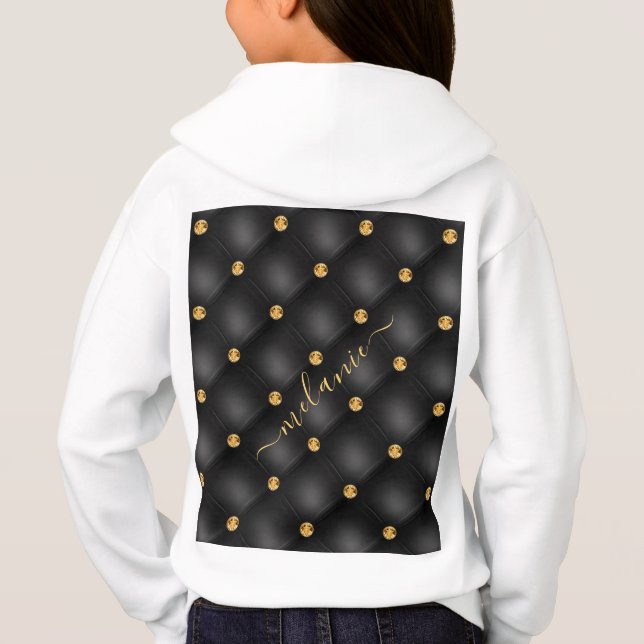 Sweat - shirt à capuche noir et or avec nom person (Dos)
