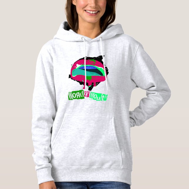Sweat - shirt à capuche rose au néon de bouche à (Devant)