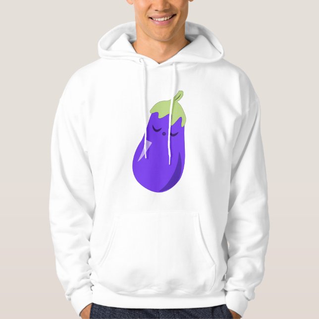 Sweat - shirt à capuche somnolent d'aubergine de (Devant)