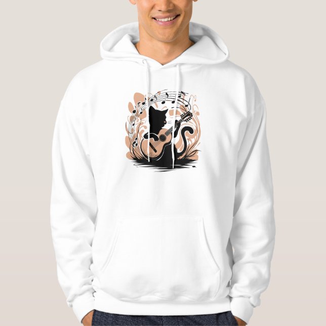 Sweat - shirt à capuche, Sweatshirt - Chat noir (Devant)