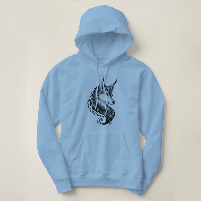 Sweat - shirt à capuche tiré par la main noir et (Design devant)