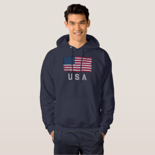 Sweat - shirt à capuche vintage Look US Flag (Text