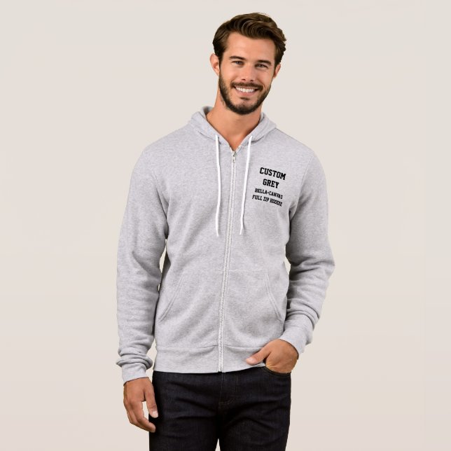 SWEAT - SHIRT À CAPUCHE ZIP GRAY GRAY personnalisé (Devant entier)