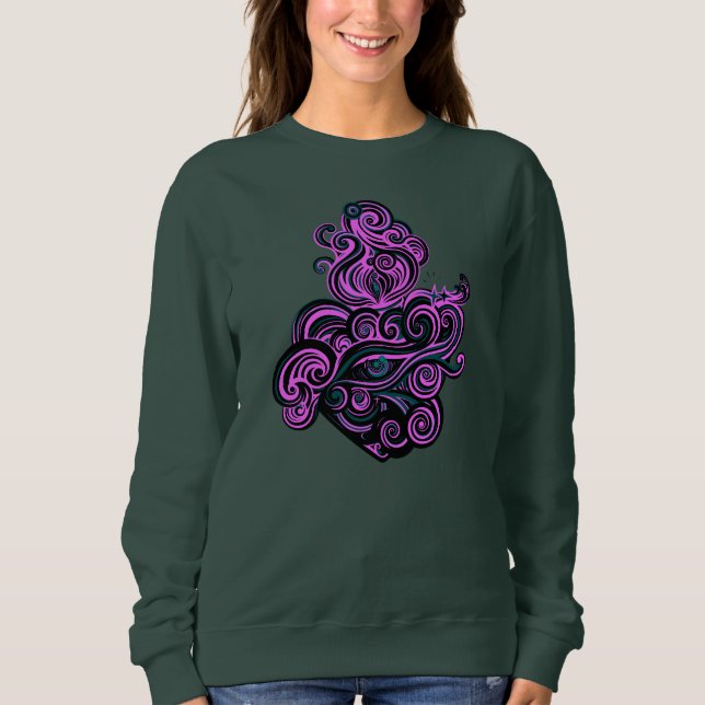 Sweat shirt bleu motif Ex-voto Seraphinite (Devant)