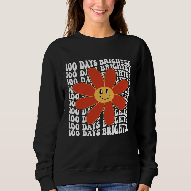 Sweatshirt 100 Days Brighter   Groovy Flower Smile Happy Kids (Devant)