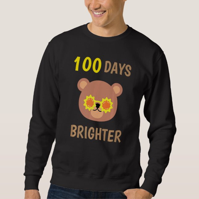 Sweatshirt 100 Days Brighter Of School Cute Bear With Sunglas (Devant)