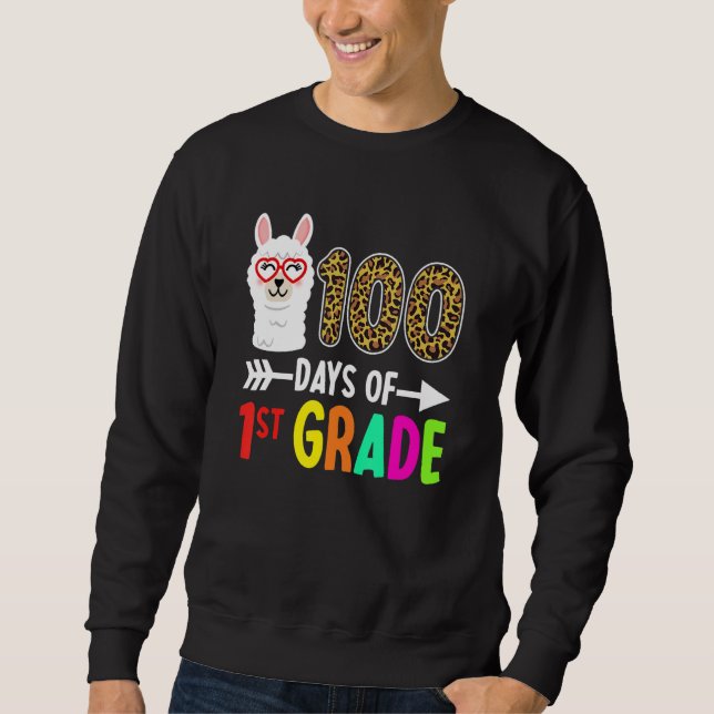 Sweatshirt 100 Days Of 1st Grade Llama Kids 100th Day Of Scho (Devant)